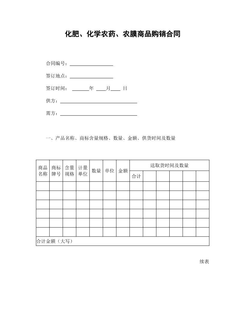 化肥、化学农药、农膜商品购销合